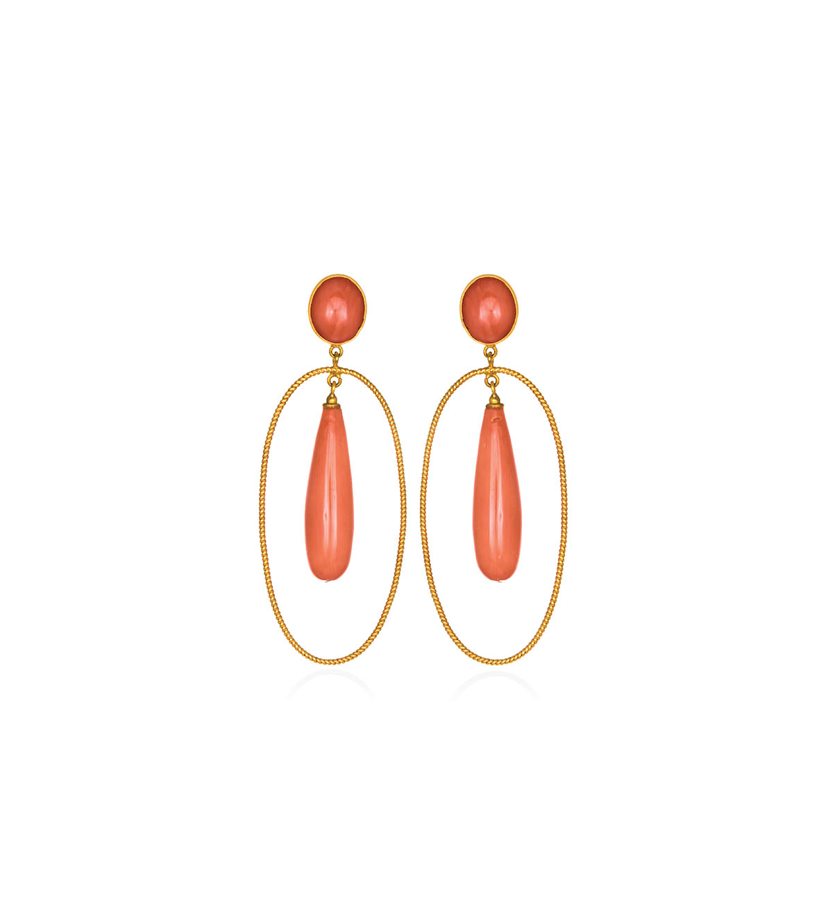 Pendulum Earrings with Orange Coral by Christina Soubli